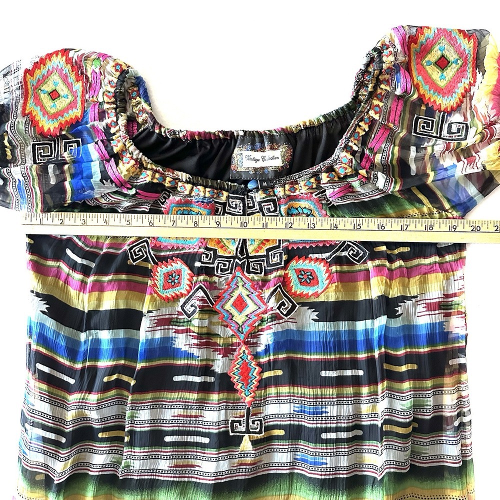Vintage Collection Dress M‎ Medium Western Embroidered Tribal Lace - Picture 6 of 14